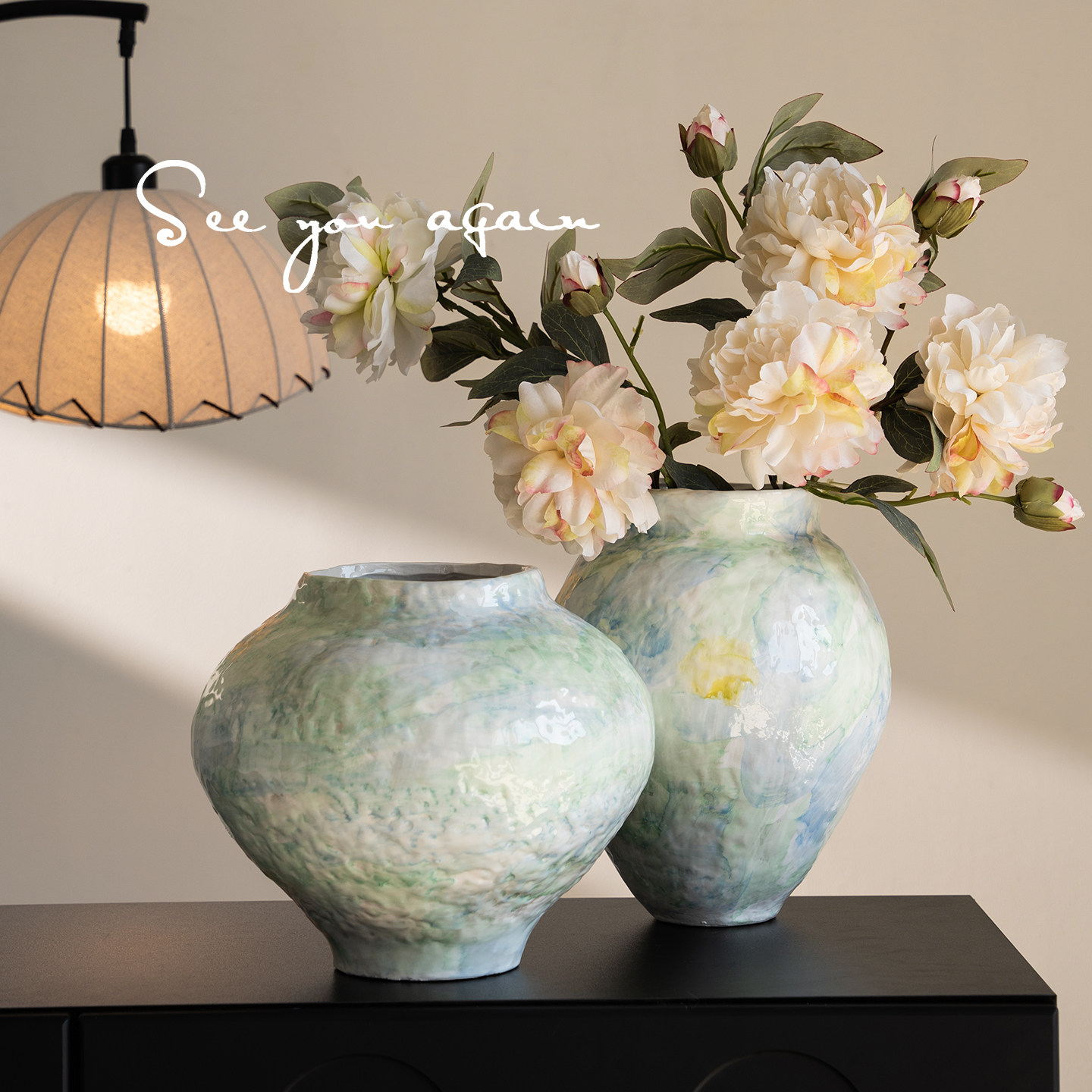 景德镇陶瓷花瓶客厅插花复古高级感桌面大肚花器民宿酒店创意摆件,淘宝优惠券,粉丝福利购,淘宝优惠卷