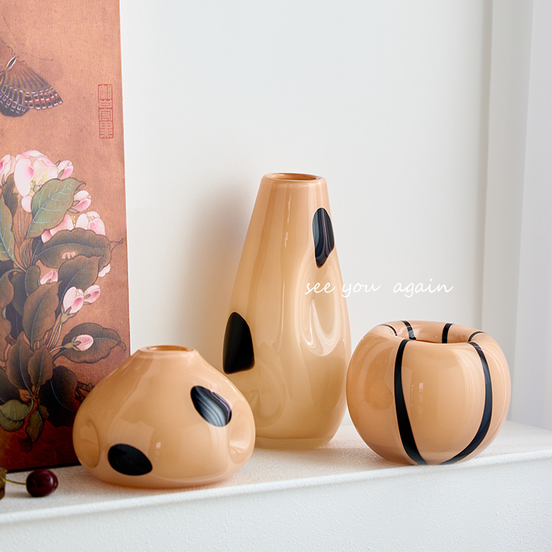 法式中古琉璃玻璃花瓶客厅复古插花桌面装饰品轻奢高级感花瓶摆件,淘宝优惠券,粉丝福利购,淘宝优惠卷