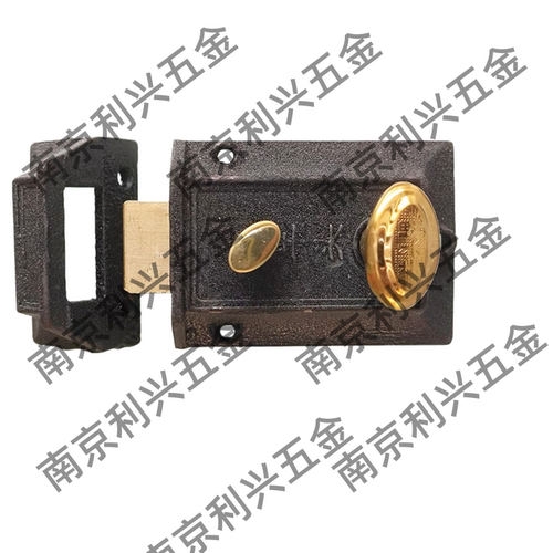 双保险正品上海求金牛头老式房门锁门锁牌弹子二保险锁外装暗锁门 - 图3