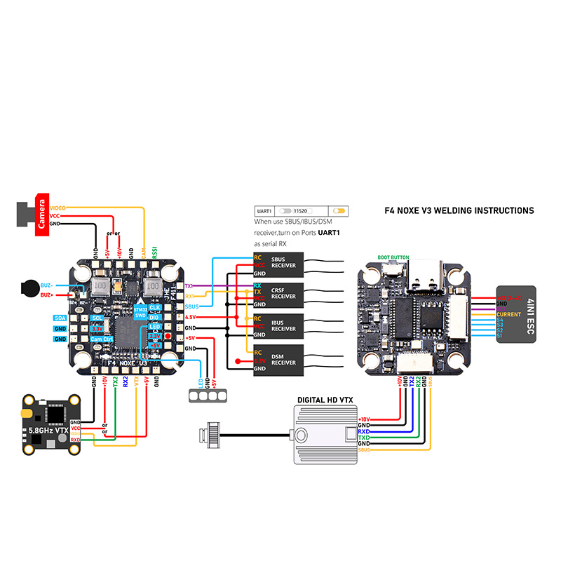 JHEMCU F4 NOXE V3 飞控 四轴 穿越机 FPV 集成OSD 气压计 黑匣子 - 图2