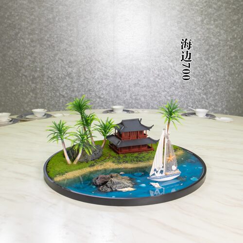 餐桌中间景观摆件转盘中间装饰大圆桌转盘中间摆件大转盘中间摆花 - 图2