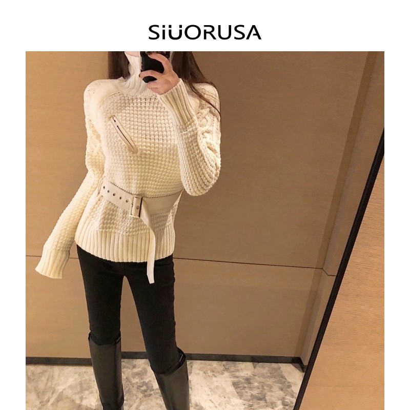走秀款超级温柔奶油白色复古毛衣 私悦毛针织衫