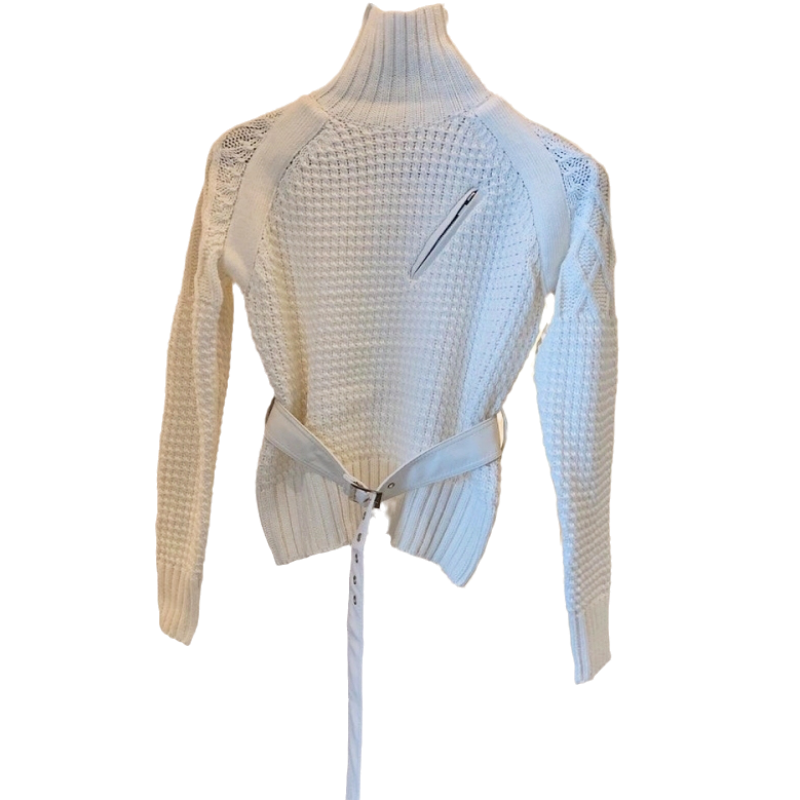 走秀款超级温柔奶油白色复古毛衣 私悦毛针织衫