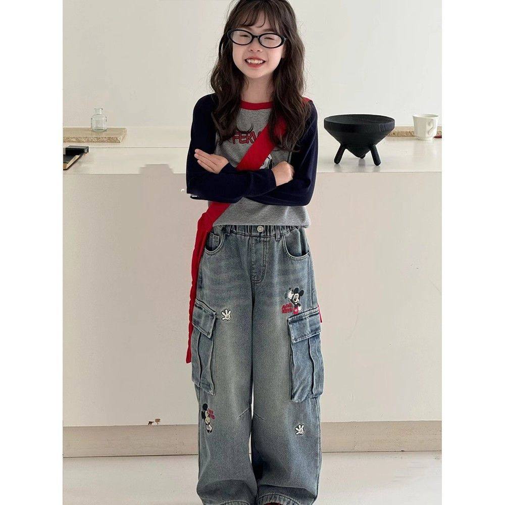 女童加绒牛仔裤冬季新款韩版洋气冬款直筒裤女大童时尚工装裤,淘宝优惠券,粉丝福利购,淘宝优惠卷