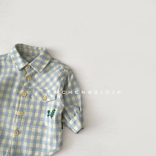 新生儿衣服春秋款宝宝可爱格纹衬衫男女宝宝百搭上衣婴幼儿外出服