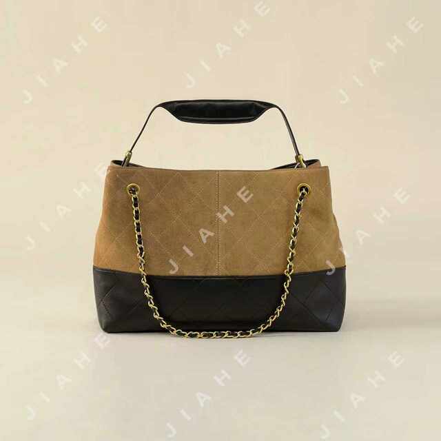 Jiahe Hazelnut Xiaoxiang Xiaoxiang ແບບ rhombus ລະບົບຕ່ອງໂສ້ຖົງ tote ແບບກະເປົ໋າແຟຊັ່ນ retro ແສງສະຫວ່າງຫລູຫລາ