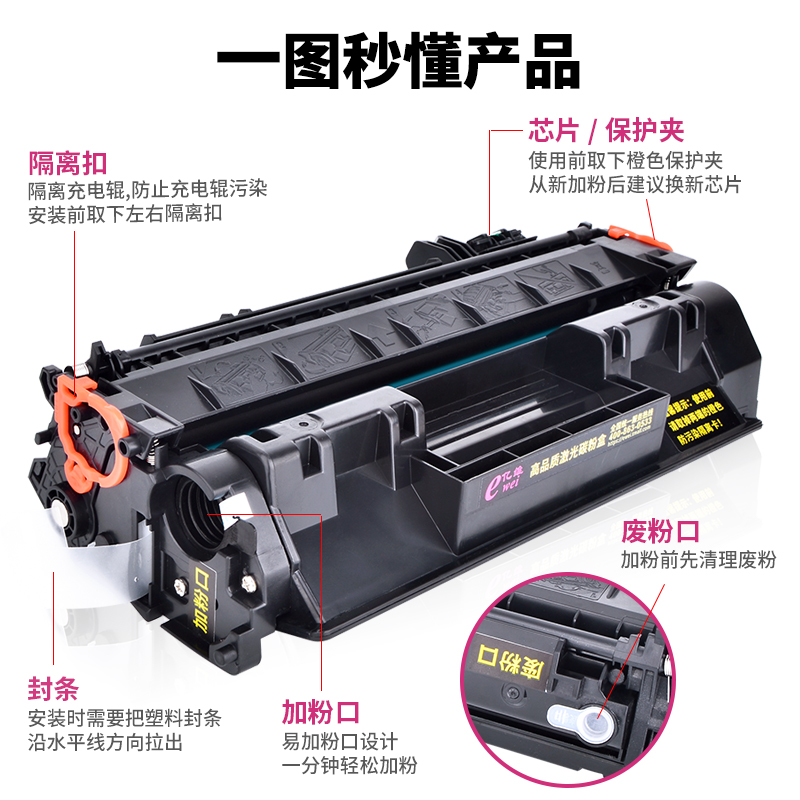 亿维适用惠普HP80a硒鼓cf280a pro 400 M401dn M425dn打印机墨盒 MFP M425dw M401d/dw LaserJet碳粉盒晒鼓 - 图1