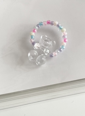 原创手作彩色透明串珠ins女