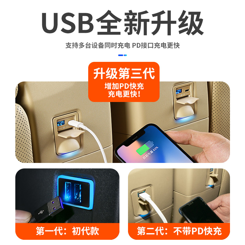 适用埃尔法座椅USB充电器快充车充后排alphard30系威尔法改装配件-图1