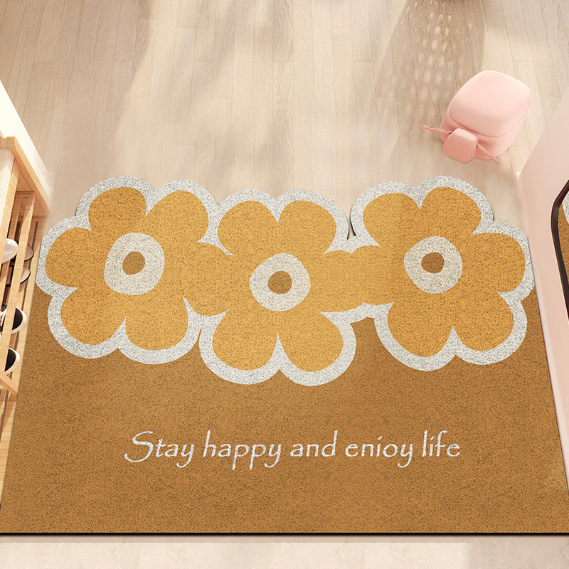 小清新花朵丝圈地垫入户门垫pvc可裁剪进户门脚垫家用玄关防滑垫,淘宝优惠券,粉丝福利购,淘宝优惠卷