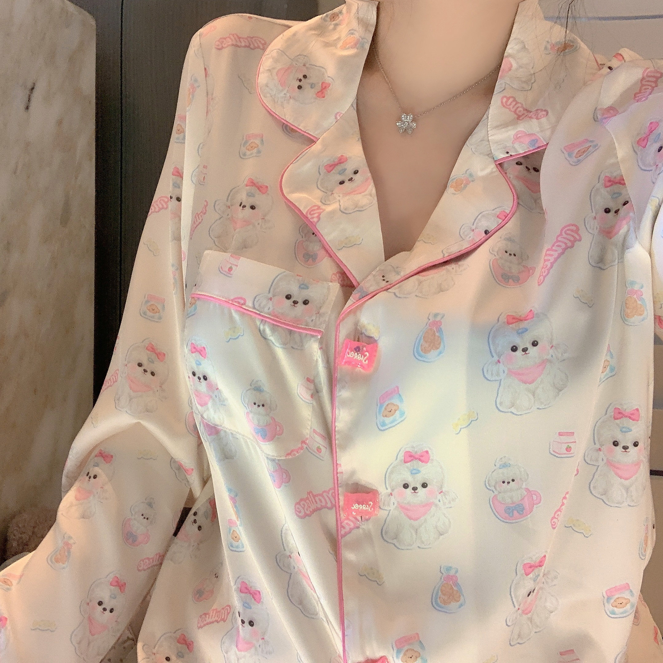 捞捞酱「甜心小狗」原创线秋冬冰丝少女卡通家居服睡衣可爱舒适新,淘宝优惠券,粉丝福利购,淘宝优惠卷