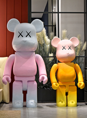 卡通积木熊雕塑玻璃钢暴力熊公仔网红打卡摆件售楼部商场美陈装饰