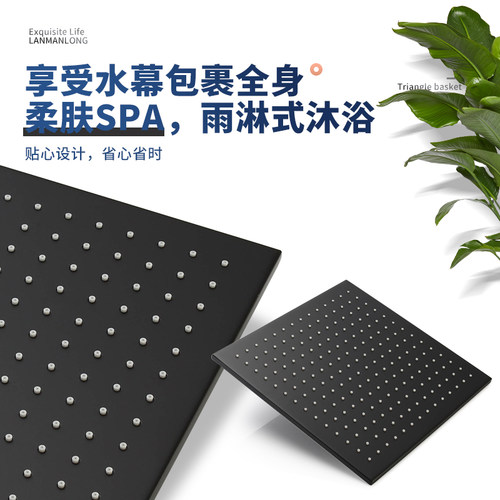 佐伸暗装花洒嵌入墙式隐藏智能恒温天幕暗藏按键黑色淋浴套装 - 图2