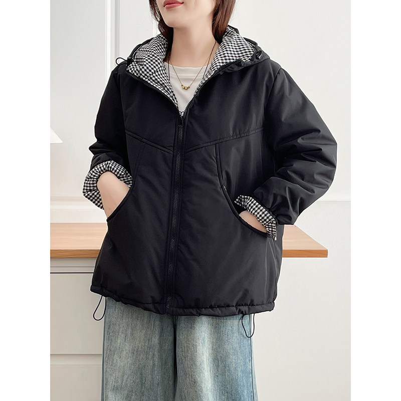 翠袖大码女装胖mm棉袄夹棉外套女2025新款秋冬季加厚棉服连帽棉衣,淘宝优惠券,粉丝福利购,淘宝优惠卷