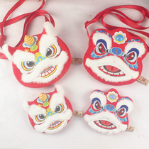 New Spring Cute Lion Diagonal Satchel Dragon Year Dance Dragon Plush Paparazzi Zero Money Bag Leu Red Bag Chinese Wind Doll
