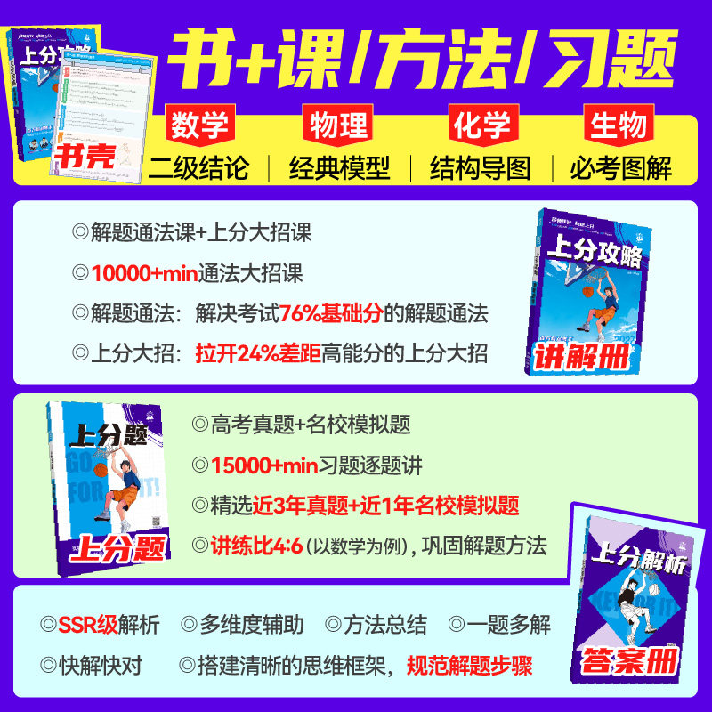理想树2025新高考必刷题上分攻略数学物理化学生物高二高三高考一轮复习资料全国通用高中二轮总复习真题解题方法技巧大招解题觉醒