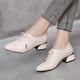 Genuine leather pointed toe thick heel fashionable deep mouth single shoes work shoes