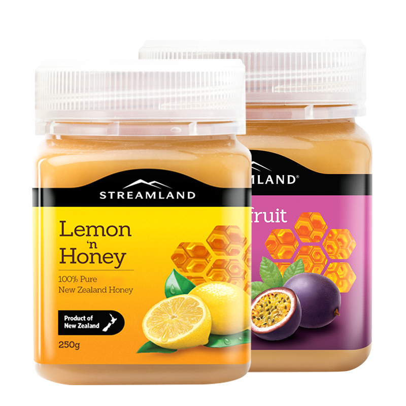 临期特价，新西兰进口：250g Streamland新溪岛 柠檬 百香果味 纯天然蜂蜜