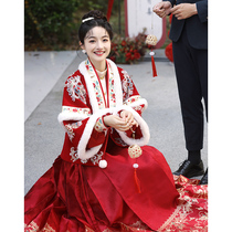 New Chinese show and horse noodle dress wedding suit 2023 new autumn and winter wedding jacket toast with a cloak cloak