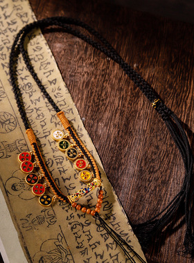 藏式吊坠绳民族风手搓棉线编绳项链佛牌唐卡挂坠绳子男女毛衣链