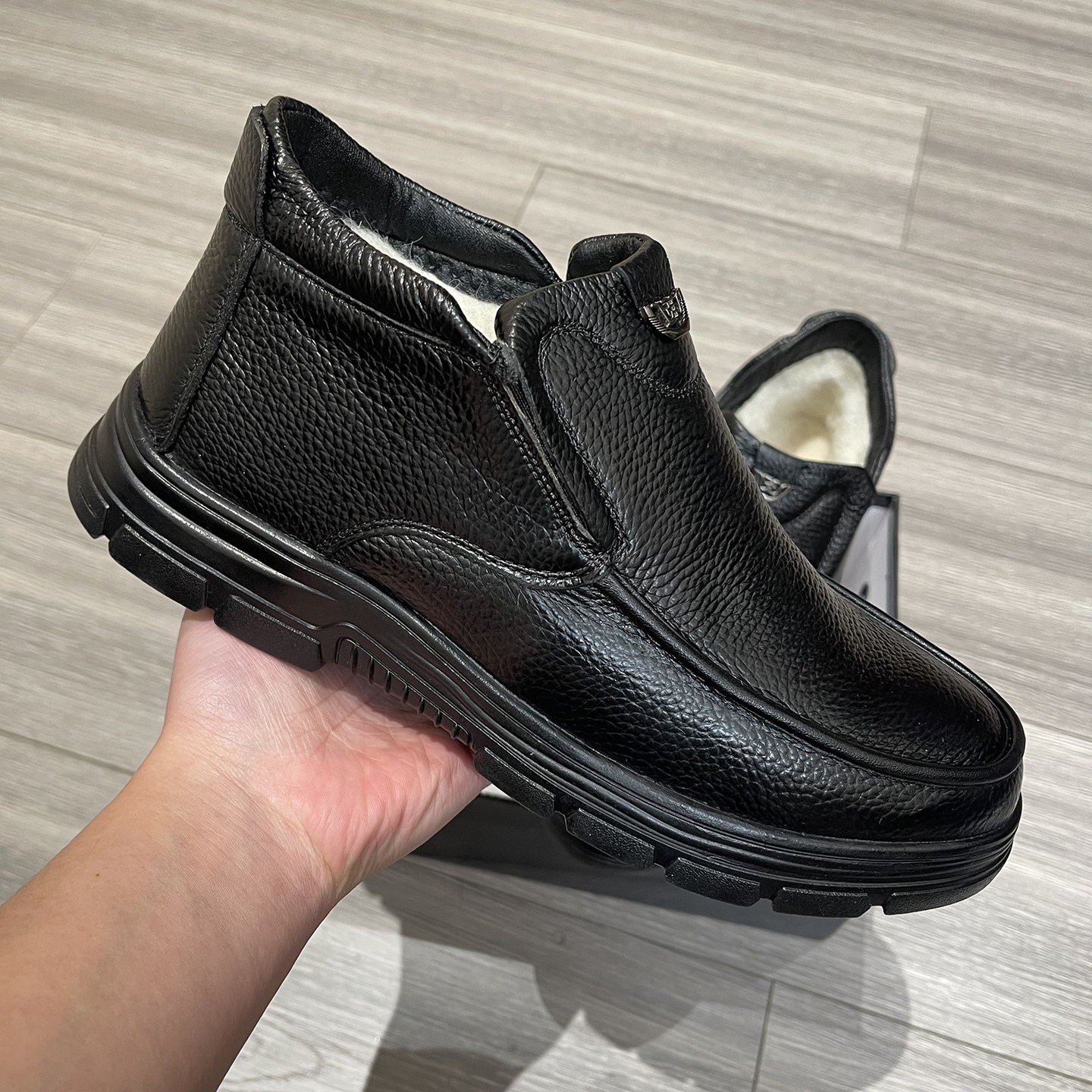 加厚羊绒毛混纺！头层牛皮！中老年棉鞋冬季套脚加绒真皮休闲皮鞋,淘宝优惠券,粉丝福利购,淘宝优惠卷