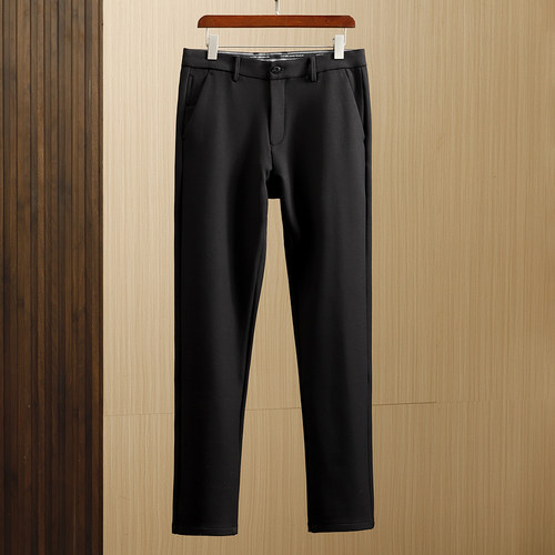 海e柜男装 六维弹力！顺滑易打理保暖抗皱商务黑色休闲裤秋冬厚款 - 图1