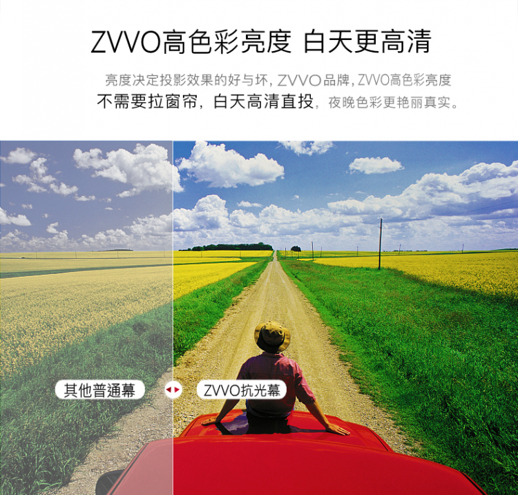 ZVVO 100 120寸灰晶拉线电动幕布3D高清黑晶抗光幕布4K投影幕16 9