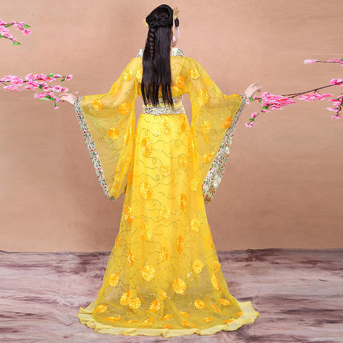 古装贵妃服装女拖尾改良汉服唐朝公主皇后舞台演出服走秀摄影春秋 - 图0