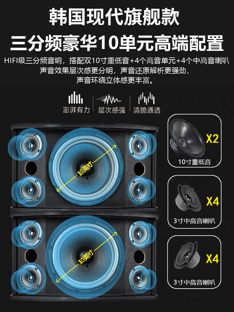Modern HY-110E home ktv audio set complete home professional karaoke speaker amplifier audio set