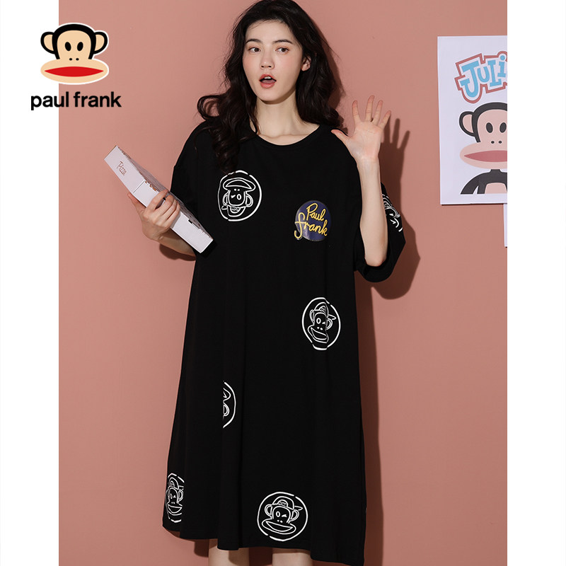 大嘴猴夏季短袖中长款纯棉宽松睡裙 希芙诗睡裙