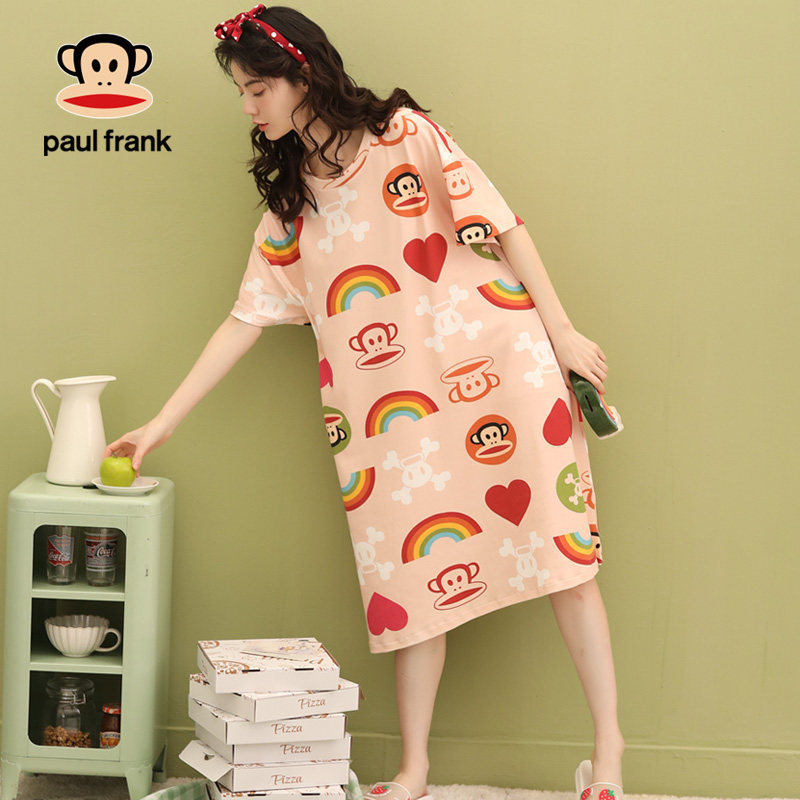 大嘴猴睡裙子女夏季纯棉短袖中裙 希芙诗睡裙
