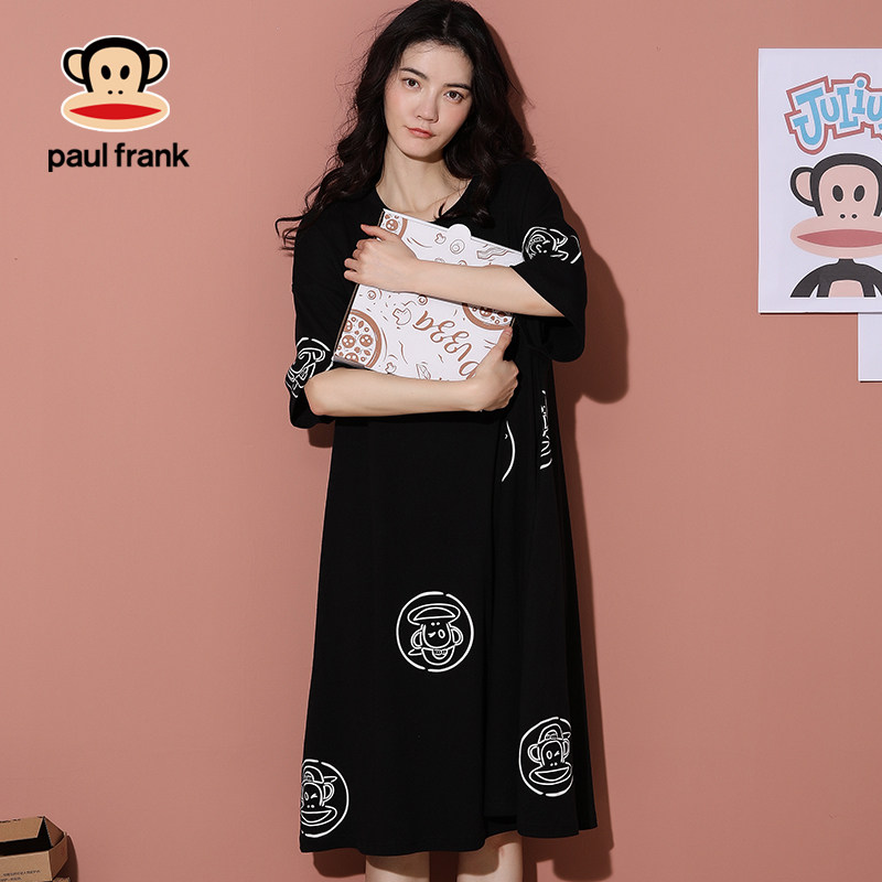 大嘴猴夏季短袖中长款纯棉宽松睡裙 希芙诗睡裙