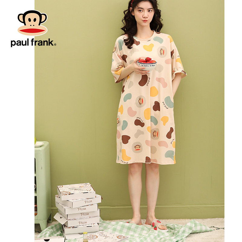 大嘴猴睡裙女士短袖纯棉宽松中裙子 希芙诗睡裙