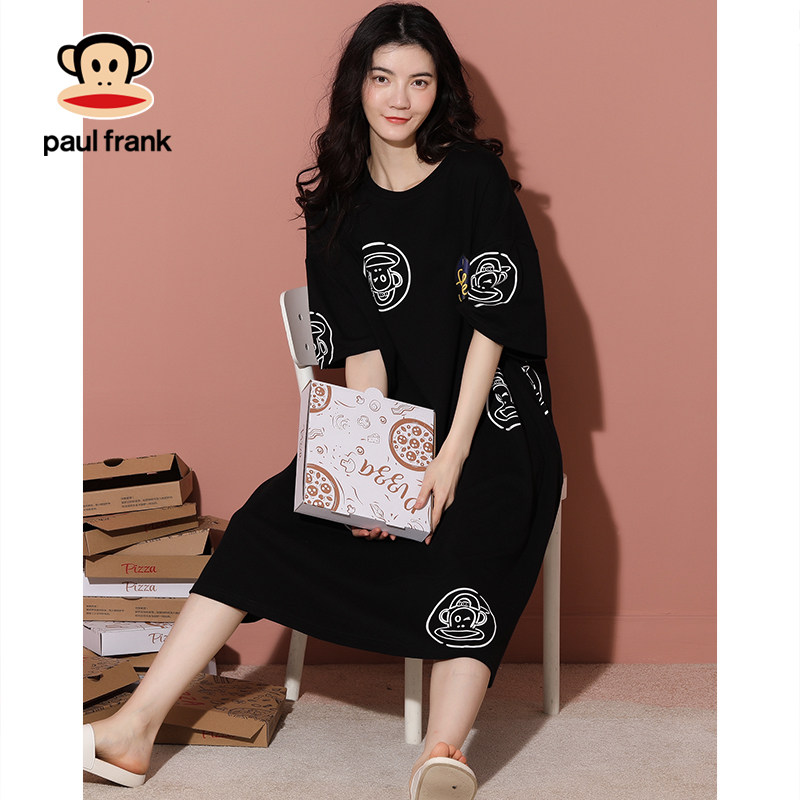 大嘴猴夏季短袖中长款纯棉宽松睡裙 希芙诗睡裙