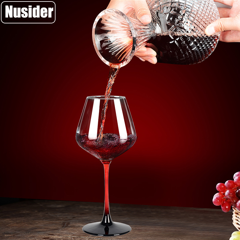 高档水晶红酒杯套装家用漩涡旋转醒酒器葡萄酒杯高脚杯欧式酒具 - 图1