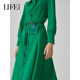 Live Adele green long-sleeved dress autumn and winter floating collar skirt shirt dress 1W4L94152