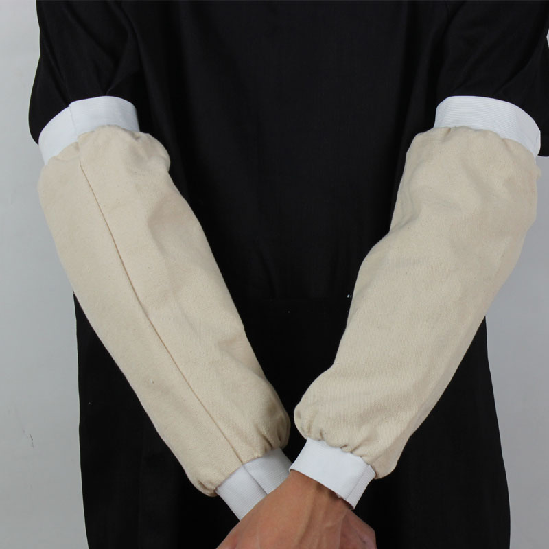 白色加厚纯棉帆布套袖隔热防烫防污家用焊工套袖电焊护袖劳保袖套 - 图0
