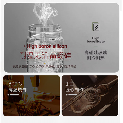 富光玻璃杯便携大容量创意随手杯子 男女士情侣带盖过滤ins花茶杯 - 图1