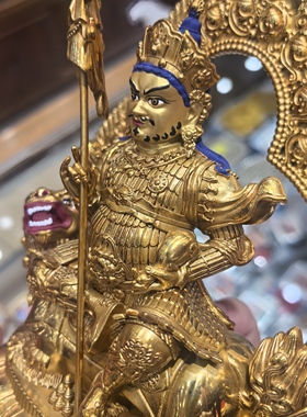 财宝天王/毗沙门/财宝大将/多闻天王/15cm尼泊尔工艺佛像财神摆件