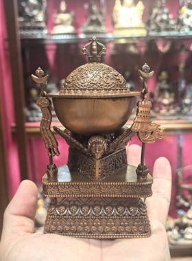 小托巴/拖把碗/藏传工艺品/13.5cm红铜佛堂供奉摆件