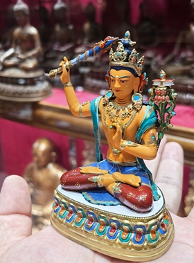 江白央/文殊菩萨/大势至菩萨10公分彩绘佛像藏传密宗佛堂供奉摆件