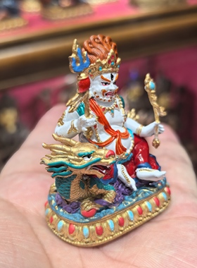 白财神/白宝藏王/骑龙财神/藏拉噶波/赞巴拉/5cm彩绘佛像招财摆件