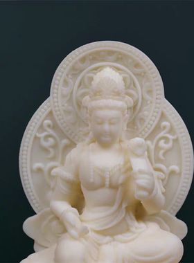 文殊/普贤/文殊普贤菩萨11cm佛像/象牙果禅意摆件家居佛堂摆件