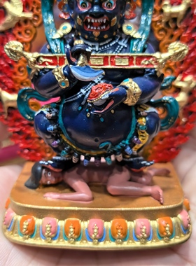 玛哈嘎拉/宝帐怙主/大黑天/红棒玛哈嘎拉/11cm紫铜佛像摆件