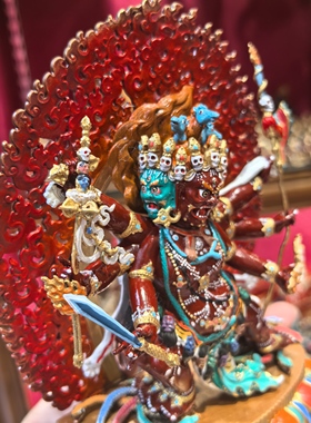 马头明王/马头金刚/旦真/旦增/15cm红铜彩绘藏传佛堂供奉佛像摆件