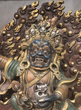 大黑天/玛哈嘎拉/黑袍金刚/二臂大黑天/尼泊尔精品鎏金佛像