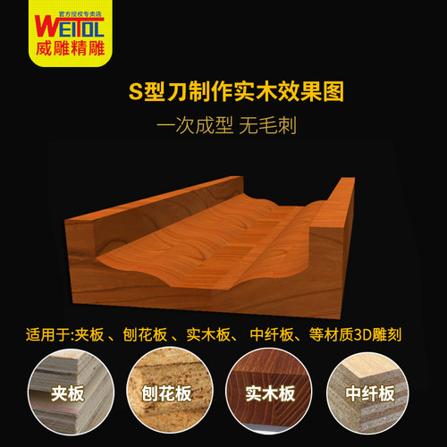 威特S型刀木工刀具橱柜门板刀锣机雕刻机刀具镂铣刀异形花边锣刀 - 图2