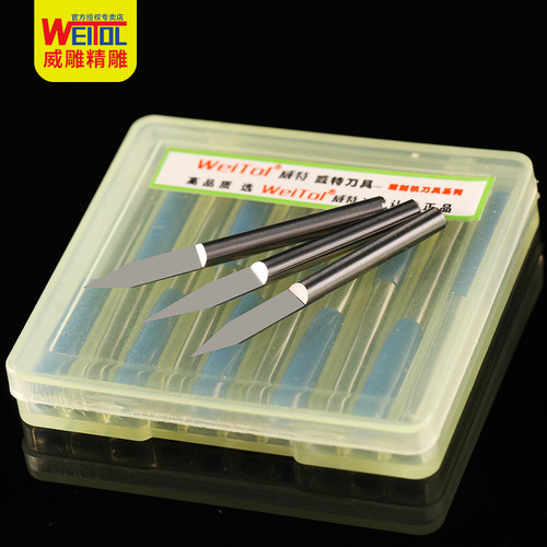 威特精磨3.175毫米平底尖刀浮雕锥度尖刀数控电脑雕刻机刀具盒装 - 图3