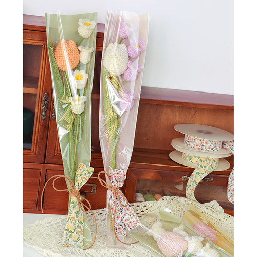 郁金香铃兰手工编织花束毛线自制diy材料包钩针花闺蜜毕业礼物女 - 图1