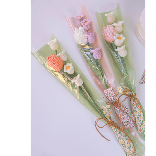 郁金香铃兰手工编织花束毛线自制diy材料包钩针花闺蜜毕业礼物女 - 图2